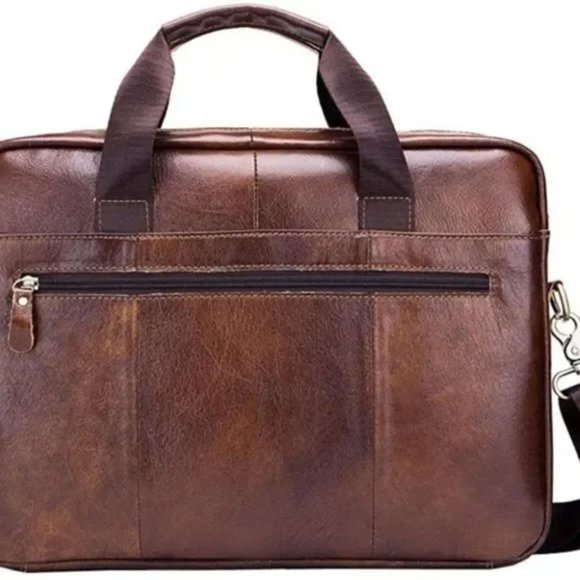 New Leather Messenger Handbag Business Brown #01 - Picture 2 of 8